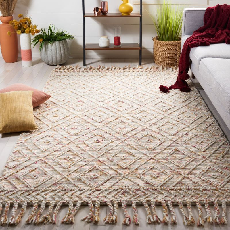 Natura NAT188 Hand Loomed Indoor Area Rug - Ivory/Red - 6'x9' - Safavieh