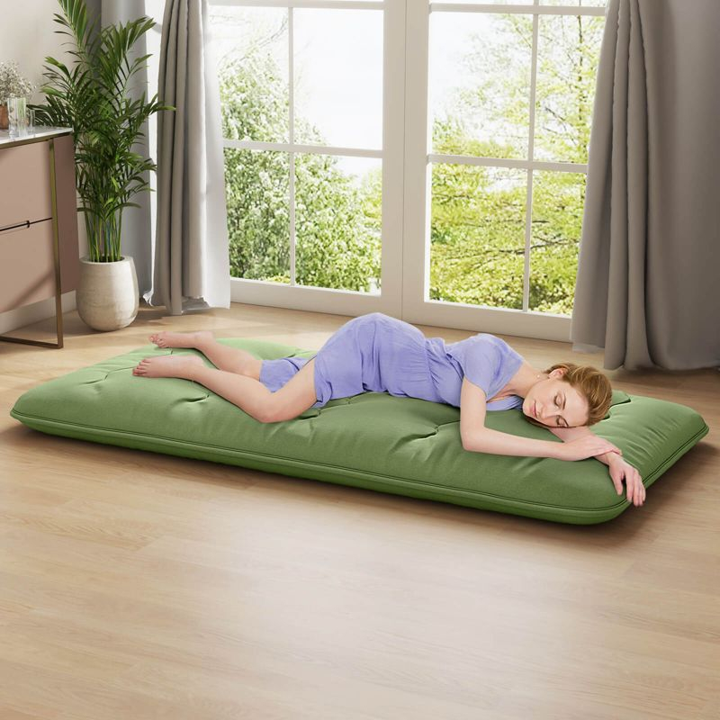 Costway Twin Futon Mattress Japanese Floor Sleeping Pad Washable Cover Carry Bag Green