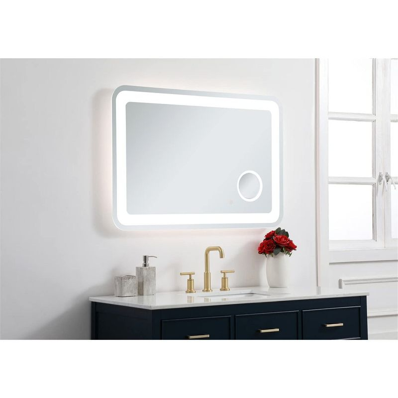 Elegant Lighting Lux 27in x 40in Hardwired LED mirror with magnifier and color changing temperature 3000K/4200K/6000K