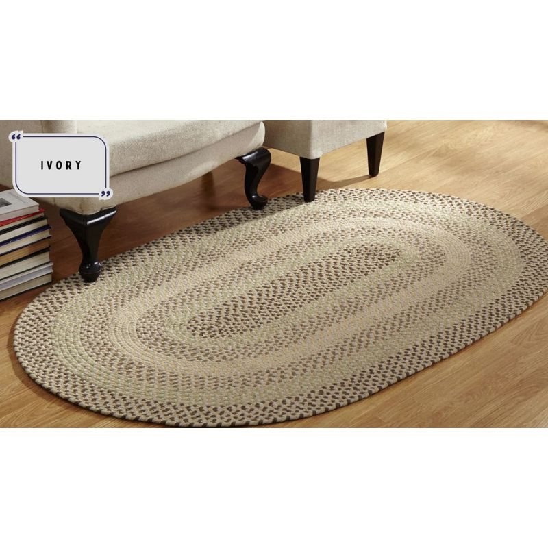 Better Trends Woodbridge Runner Collection 100% Wool Braided Rug, Reversible Flat Indoor Utility Area Rug, 2'x9' Runner - Ivory