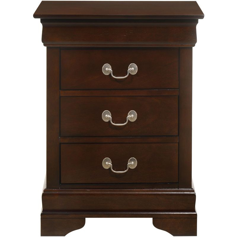 Passion Furniture Louis Philippe 3-Drawer Cappuccino Nightstand (29 in. H x 21 in. W x 16 in. D)