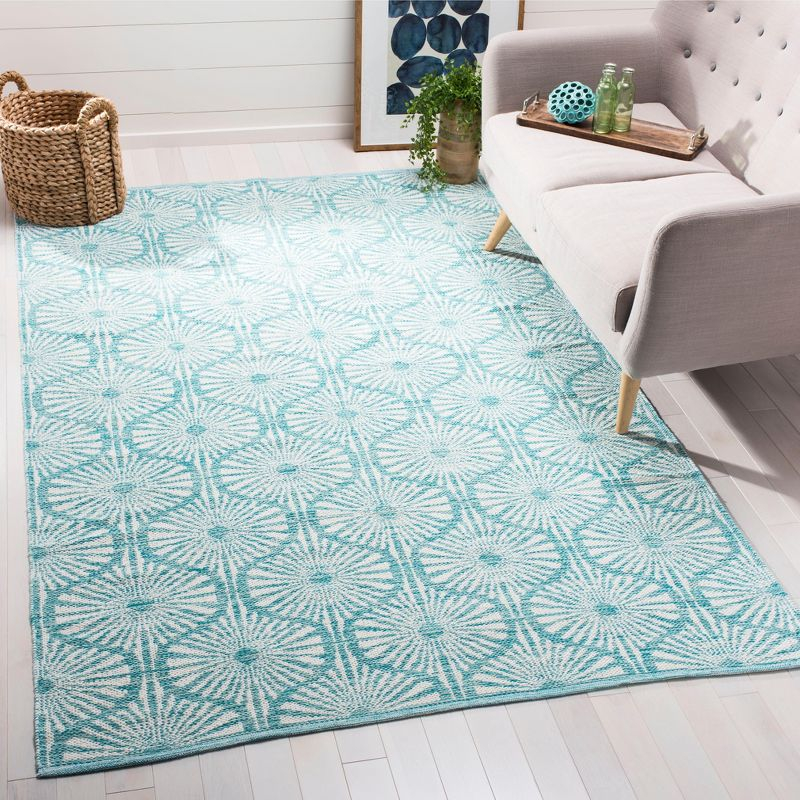 Montauk MTK606 Hand Woven Indoor Area Rug - Aqua/Ivory - 5'x8' - Safavieh