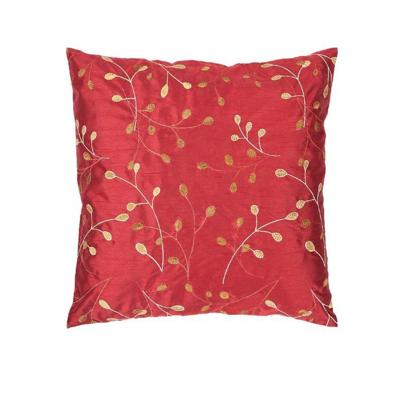 Livabliss Blossom II 22"H x 22"W Square Pillow Cover No Insert Traditional Bright Red Throw Pillow