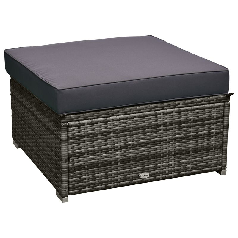 Outsunny 6 Pieces Patio Furniture Sets Outdoor Wicker All Weather PE Rattan Sectional sofa set with Ottoman, Cushions & Tempered Glass Desktop, Gray