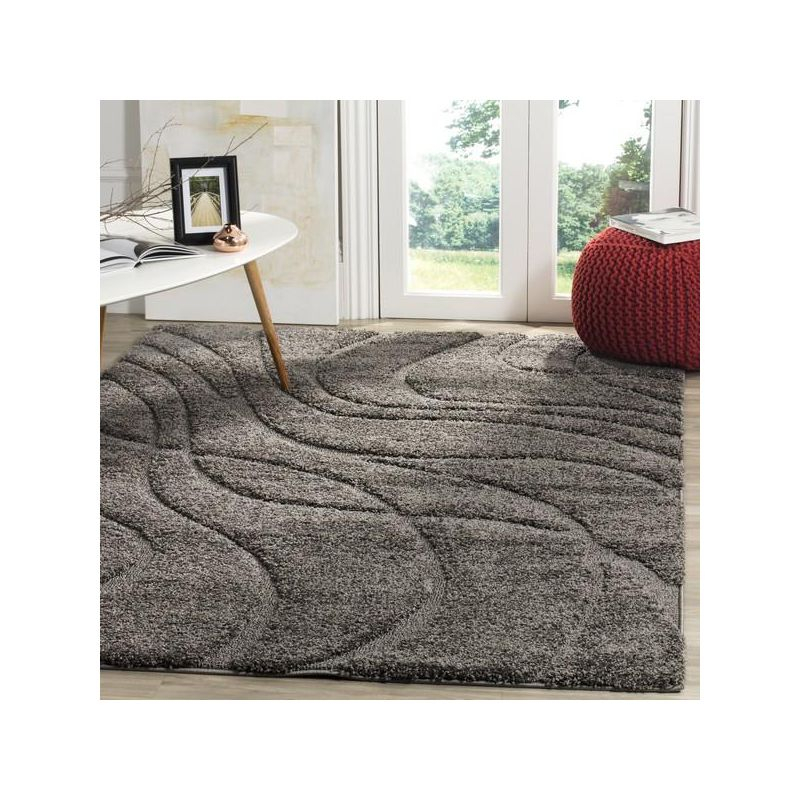 Florida Shag SG471 Power Loomed Indoor Area Rug - Grey/Grey - 5'3"x7'6" - Safavieh