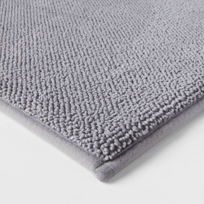20"x34" Fine Chenille Memory Foam Bath Rug Dark Gray - Threshold™: Luxurious Comfort, Machine Washable, Knitted Design
