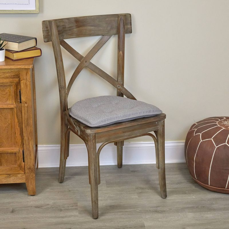 Gripper 2pc 15"x 16" Non Slip Saturn Tufted Chair Cushions Gray: Basket Weave, Polyester & Cotton, Indoor, Solid Pattern