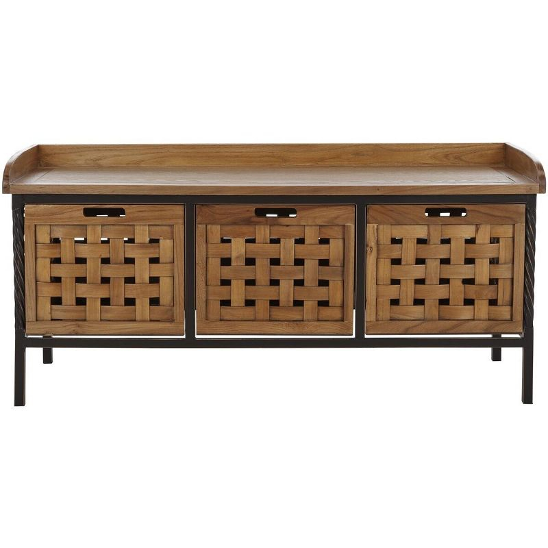 Isaac Wooden Storage Bench - AMH6530 - Oak - Safavieh Couture