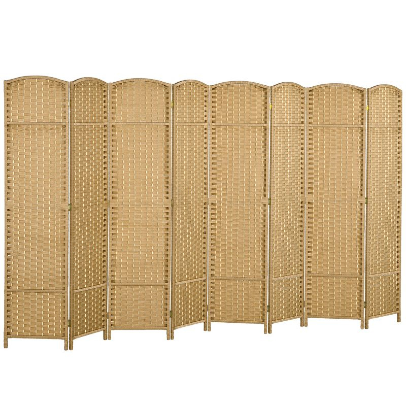 HOMCOM Room Divider, 8 Panel Folding Privacy Screen, 5.6' Tall Freestanding Partition for Home Office, Bedroom, Nature Wood