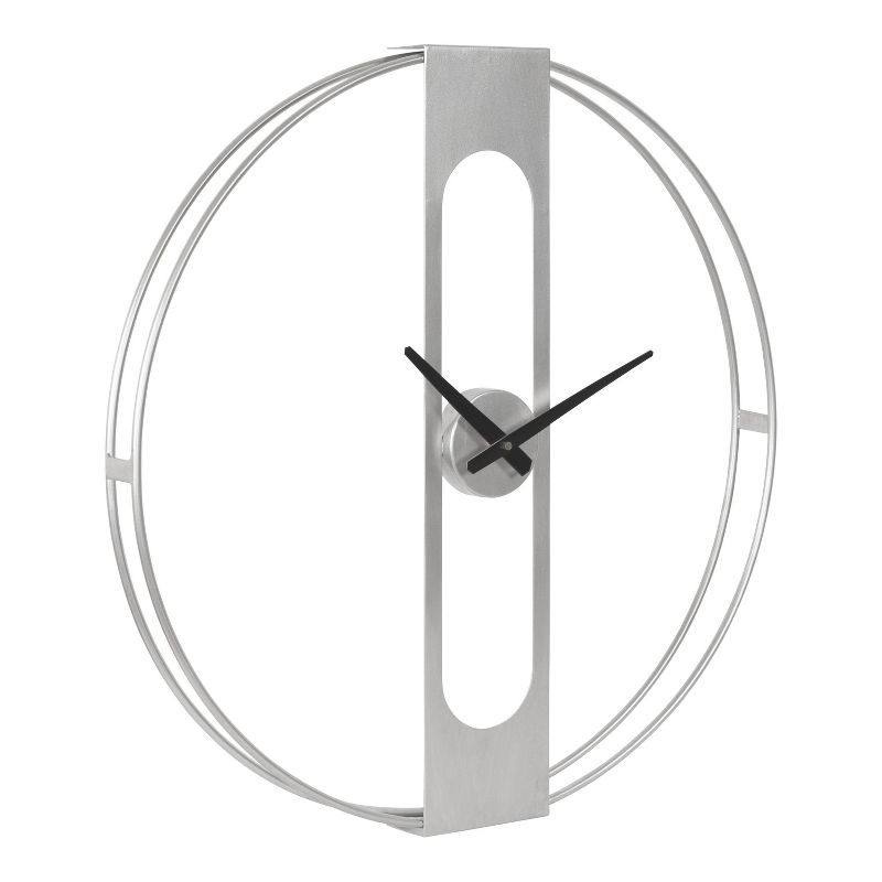 22"x22" Urgo Numberless Metal Wall Clock Silver - Kate & Laurel All Things Decor: Large, Modern Indoor Timepiece