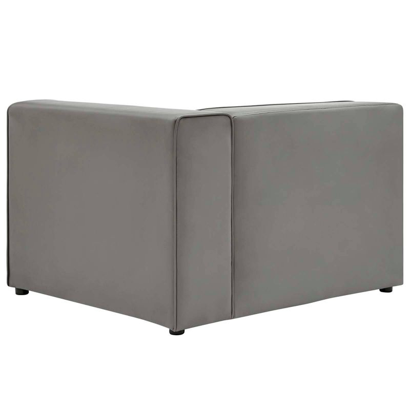 Mingle Vegan Leather Right Armchair Gray - Modway: Contemporary Modular Lounge Furniture, No Assembly Required