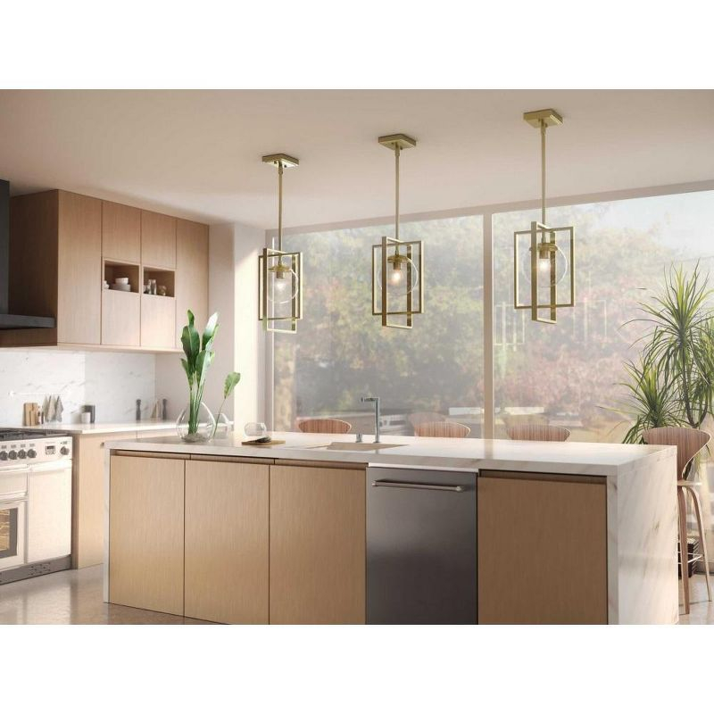 Progress Lighting Atwell 1-Light Pendant, Brushed Bronze, Clear Globe Shade