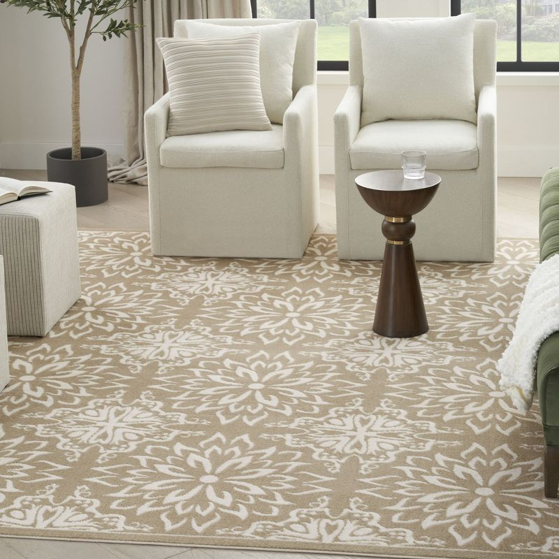 Nourison Jubilant Floral Transitional Indoor Rug Taupe 7'10"x9'10"