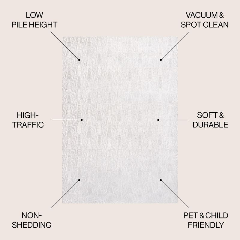 JONATHAN Y Porter Geometric Art Deco Fan Pattern High-Low White/Light Gray 4 ft. x 6 ft. Area Rug