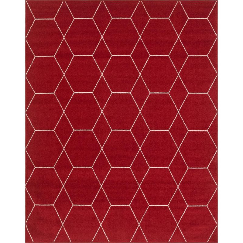 Unique Loom 8' 0 x 10' 0 Trellis Frieze Geometric Red Area Rug