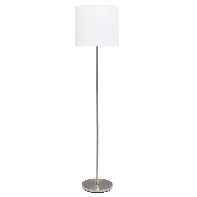 Drum Shade Floor Lamp White - Simple Designs: Brushed Nickel, Modern Style, ETL Listed