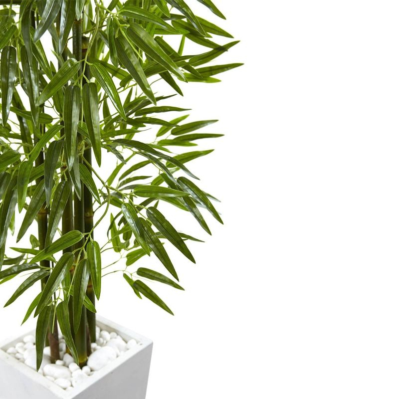 Nearly Natural Bamboo Tree with White Planter, UV Resistant (Indoor/Outdoor)