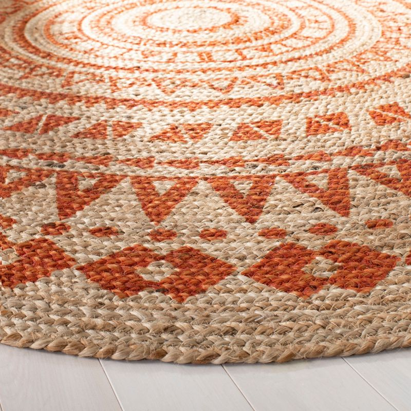 Natural Fiber NF802 Hand Woven Indoor Area Rug - Orange/Natural - 3' Round - Safavieh