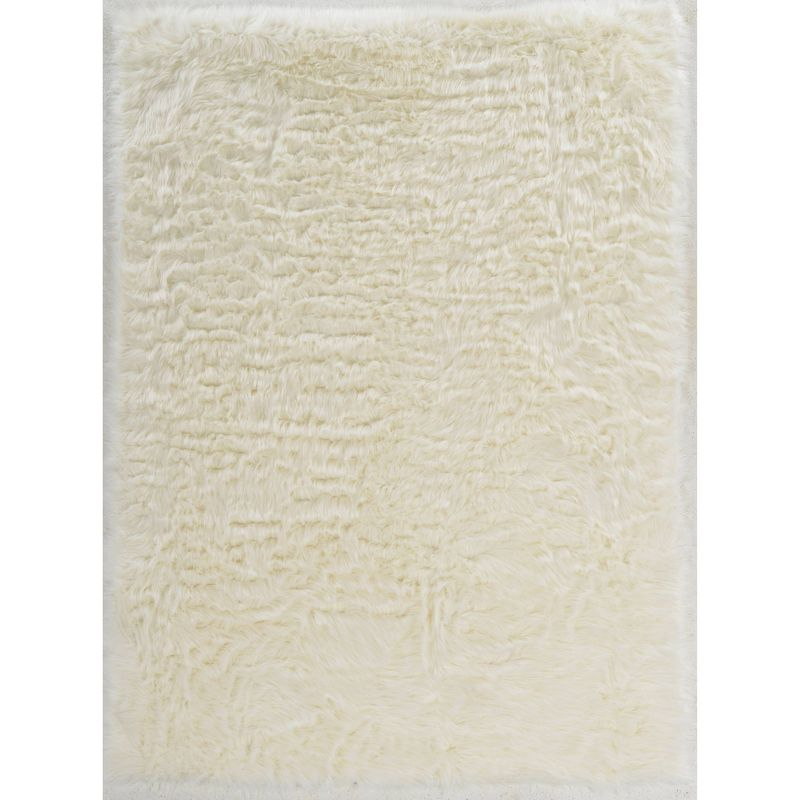 3'x5' Faux Sheepskin Accent Rug White - Linon: Modern High Pile Indoor Handmade Rectangle Rug