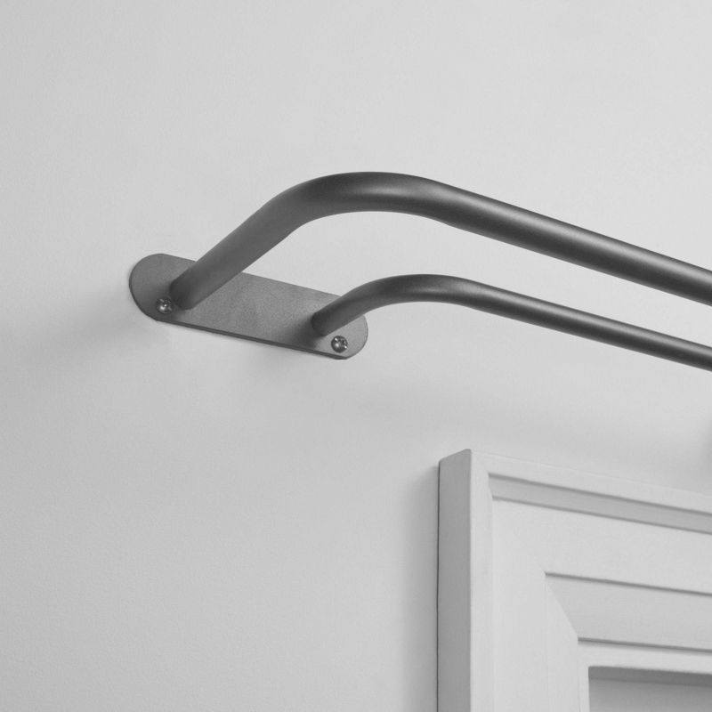 Exclusive Home 83.5"-120" Fetter Curtain Rod - Gunmetal: Adjustable Iron Single Rod, Matte Finish, 25 lb Capacity