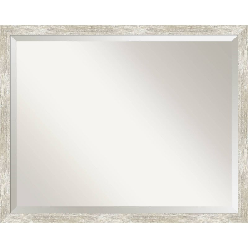 30" x 24" Crackled Narrow Framed Bathroom Vanity Wall Mirror Metallic - Amanti Art: Modern Rectangle, Beveled, Wall Mount