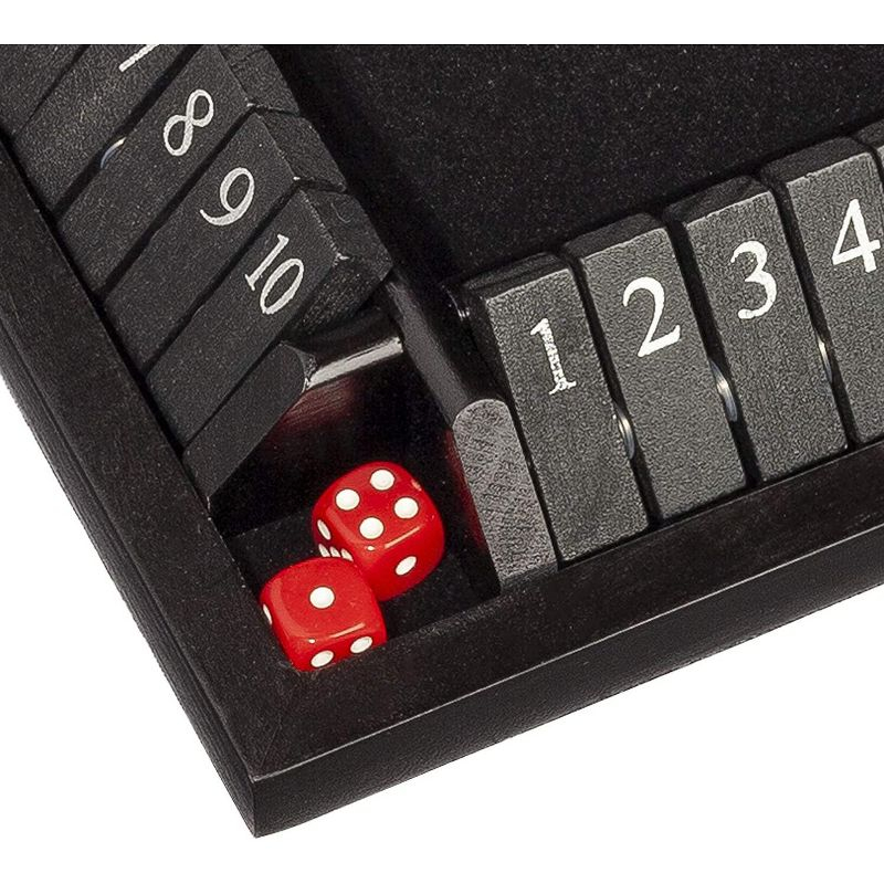 WE Games 4 Player Travel Shut The Box Board Game, Black Stain, 8.5 in.