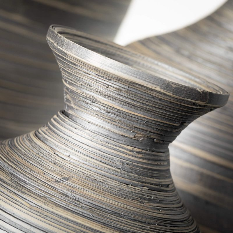 Sullivans 25.5", 19.5" & 14.25" Modern Gray Bamboo Vase Set of 3