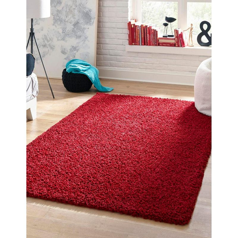 Unique Loom 4' 1 x 6' 1 Solid Shag Cherry Red Area Rug