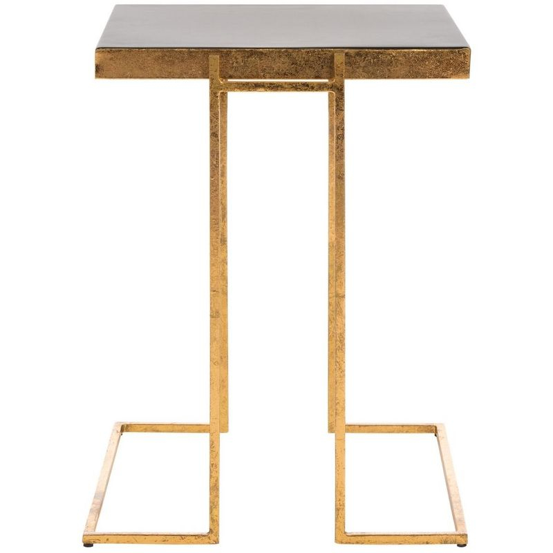 Amarylis Greek Key Side Table - Black Enamel/Gold - Safavieh.