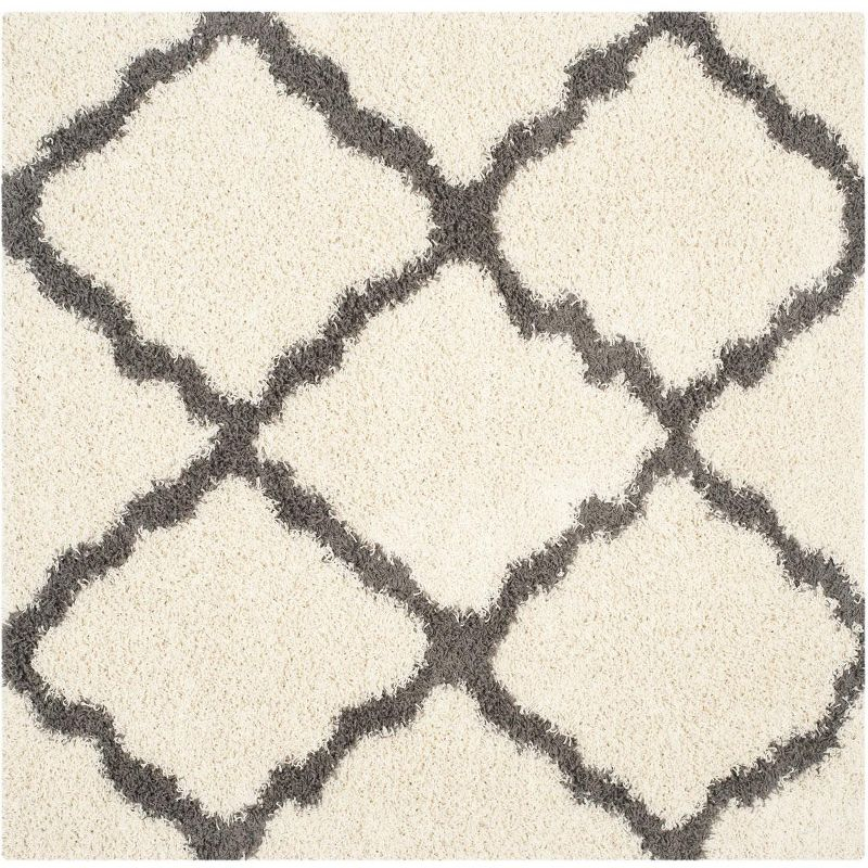 Dallas Shag SGD257 Power Loomed Indoor Area Rug - Ivory/Dark Grey - 6'x6' - Safavieh.