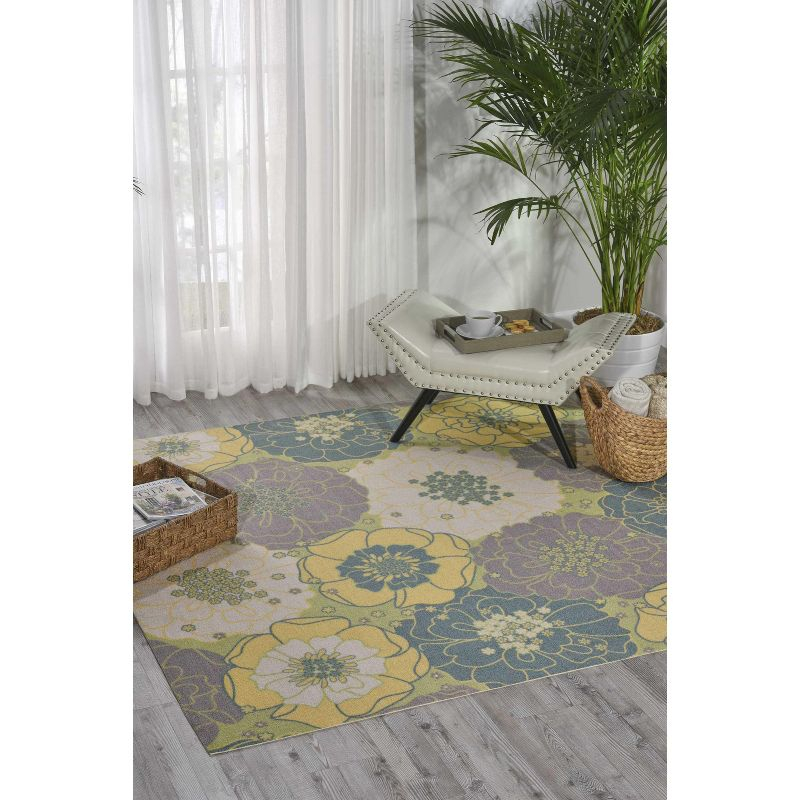 Nourison Home & Garden Green Indoor/Outdoor Area Rug RS021 5'3" x 5'3"
