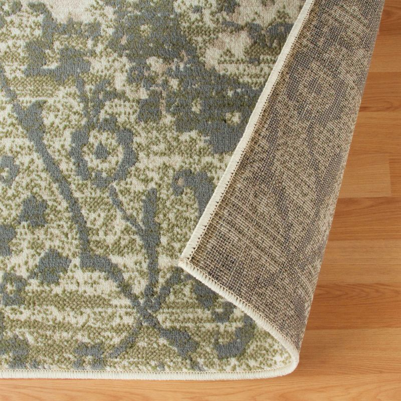 Floral Damask Geometric Indoor Runner or Area Rug, 2'x3', Ivory - Blue Nile Mills