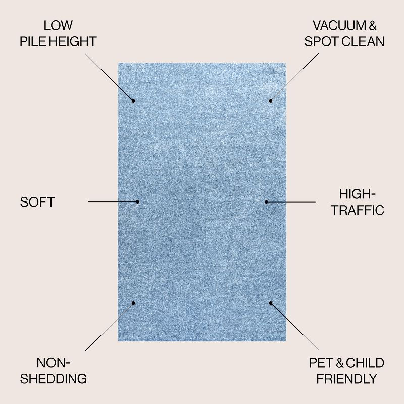8'x10' Haze Solid Low-Pile Area Rug, Classic Blue - JONATHAN Y