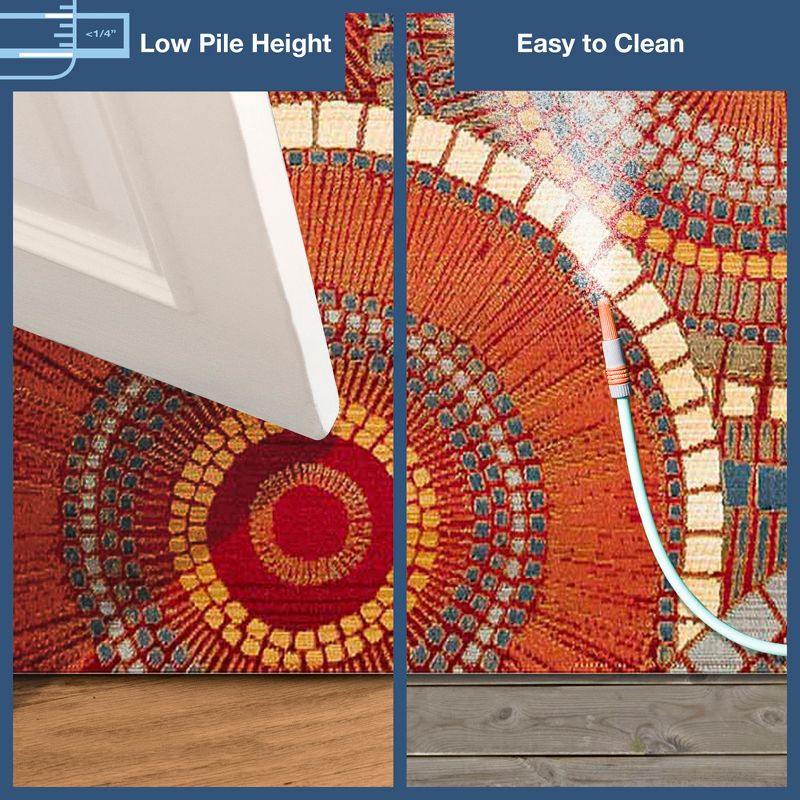 Liora Manne Marina Circles Indoor/Outdoor Rug Saffron 6'6" x 9'4"