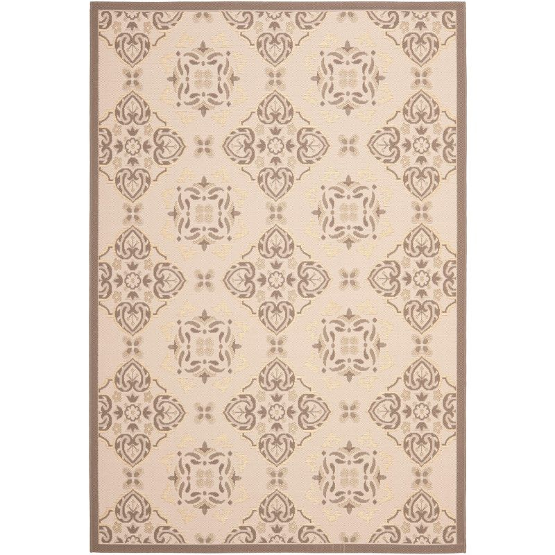 Courtyard CY7978 Power Loomed Indoor and Outdoor Area Rug - Dark Beig/Beige - 5'3"x7'7" - Safavieh