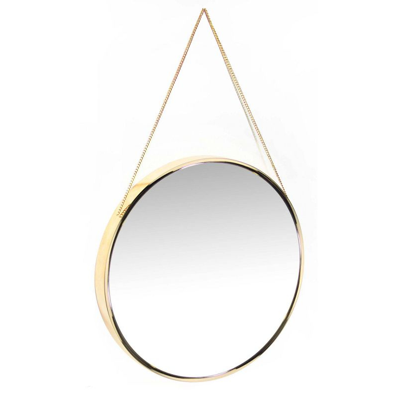 17.5" Franc Round Hanging Wall Mirror with Metal Chain Gold - Infinity Instruments: Modern Decor, No Assembly Required