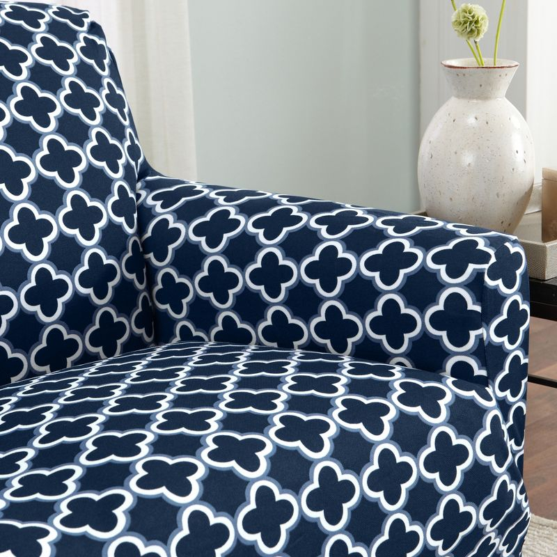 Great Bay Home Stretch Printed Washable Recliner Slipcover (Recliner, Navy)