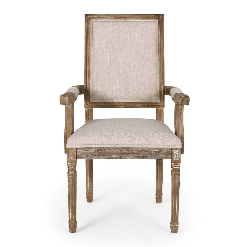 Set of 2 Maria French Country Wood Upholstered Dining Chairs Beige/Natural - Christopher Knight Home
