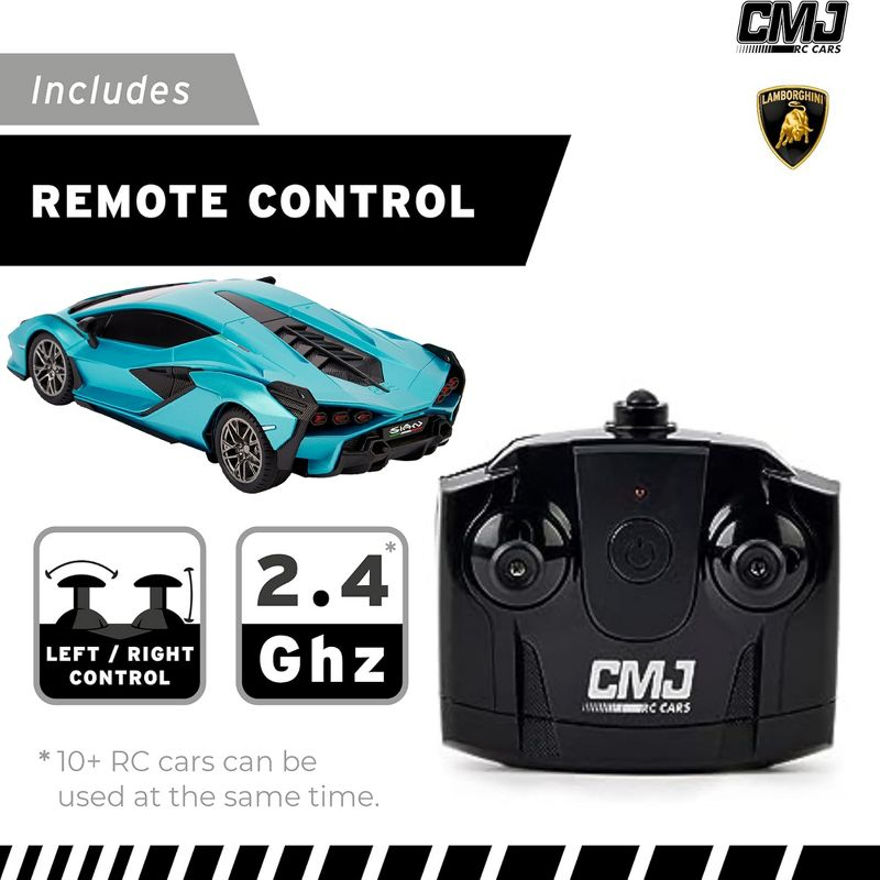 CMJ RC Cars: Lamborghini Sián FKP 37 - Blue - 1:24 Scale, 2.4GHz, LED Headlights