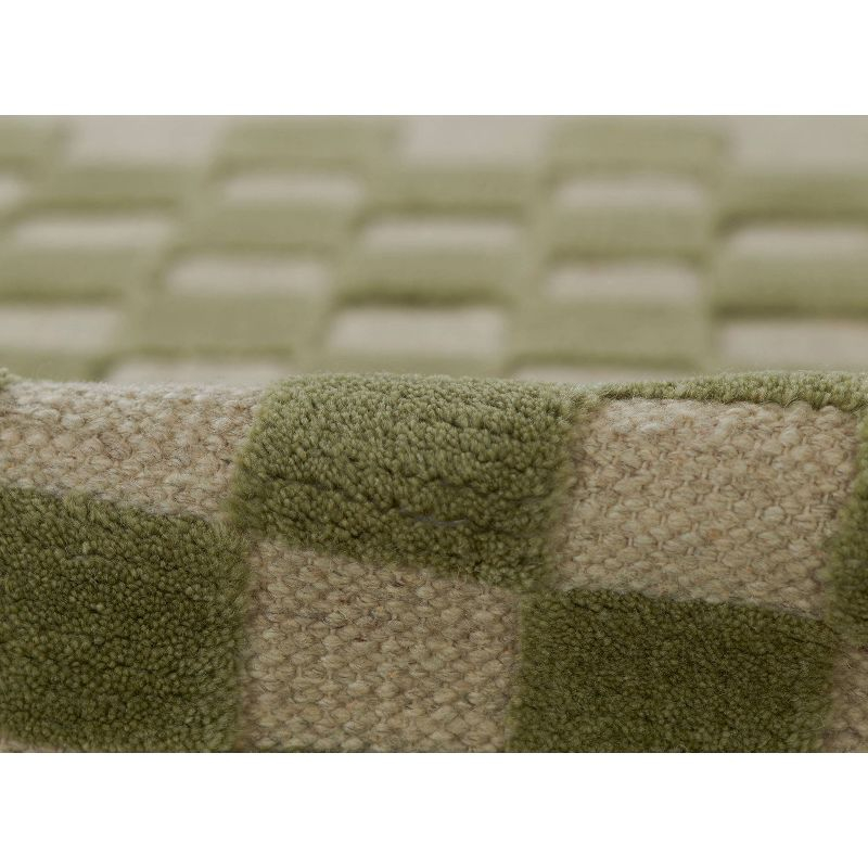 Momeni 5'x8' Willow Check Handwoven Area Rug Green: Wool, Classic Pattern, Low Pile, Indoor Use, Handmade
