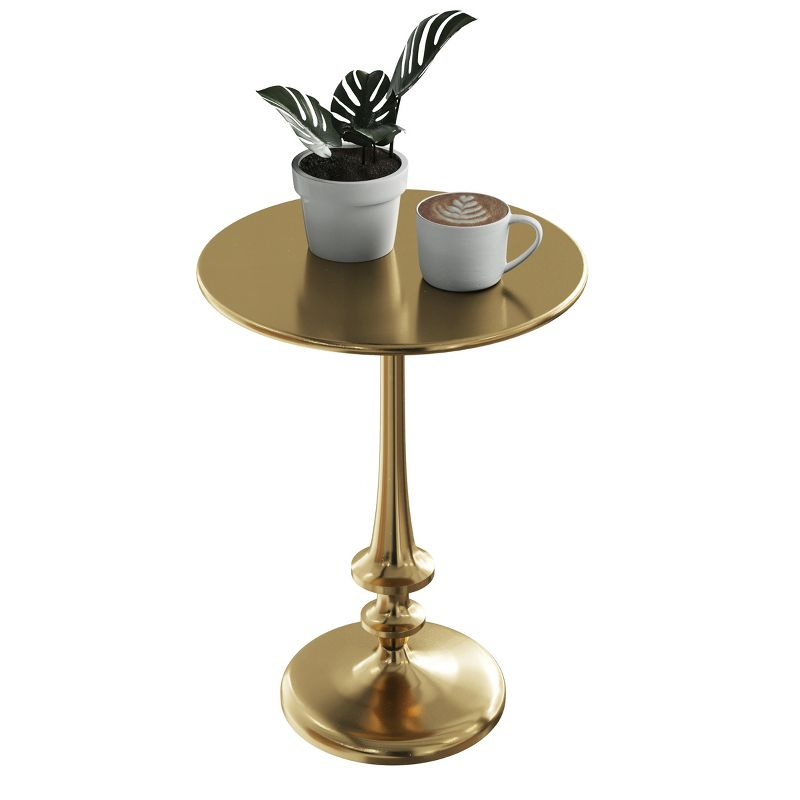 Side Table - Iron Pedestal Table with Antiqued Brass Finish for Couch, Loveseat, Entryway, or Bed - Vintage Living Room Furniture by Lavish Home