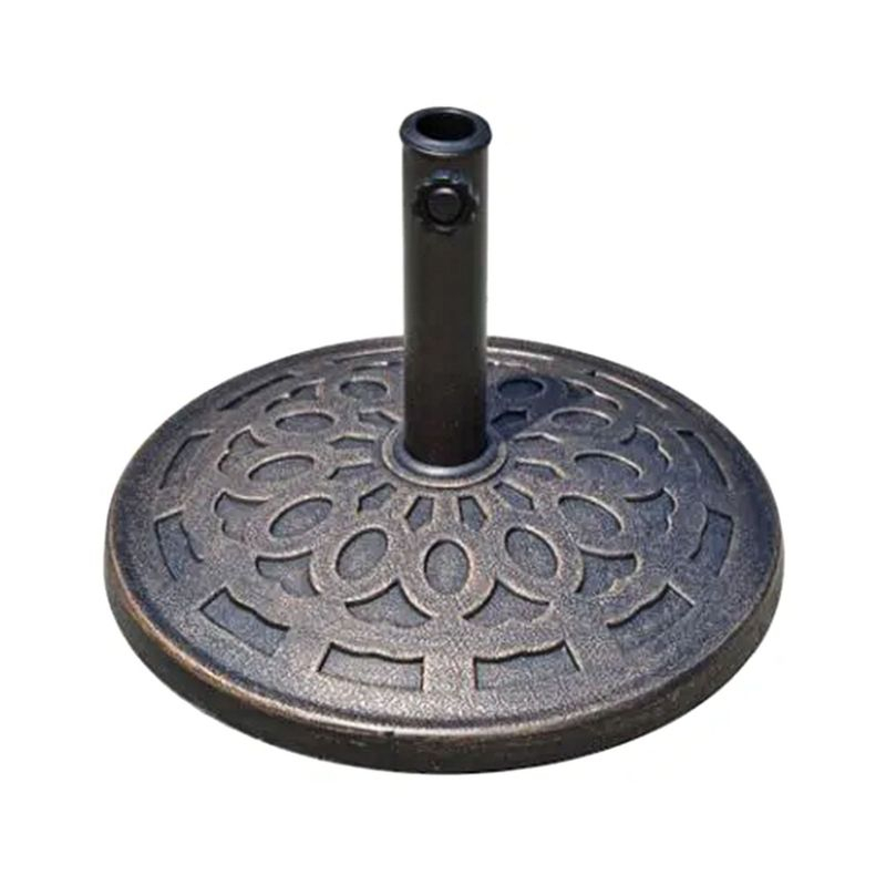 Four Seasons Courtyard Solid 18 Inch Round Base for 2 Inch Umbrella Poles to Shade Outdoor Backyard Garden, Patios, and Porches, Bronze