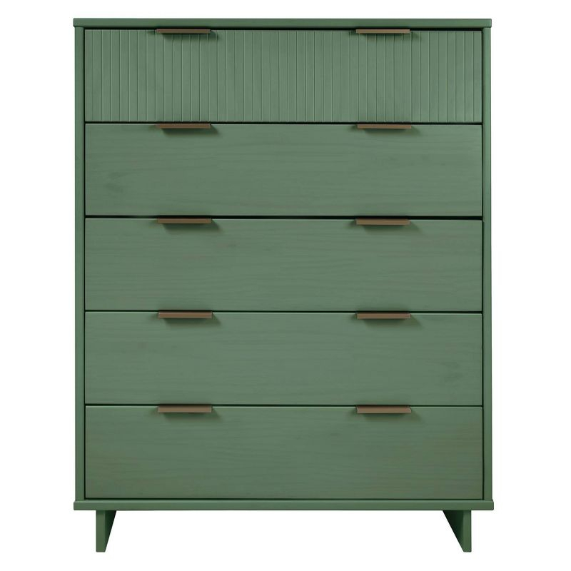 Tall Granville Modern 5 Drawer Dresser Sage Green - Manhattan Comfort: UV Painted, Soft Close, Metal Handles
