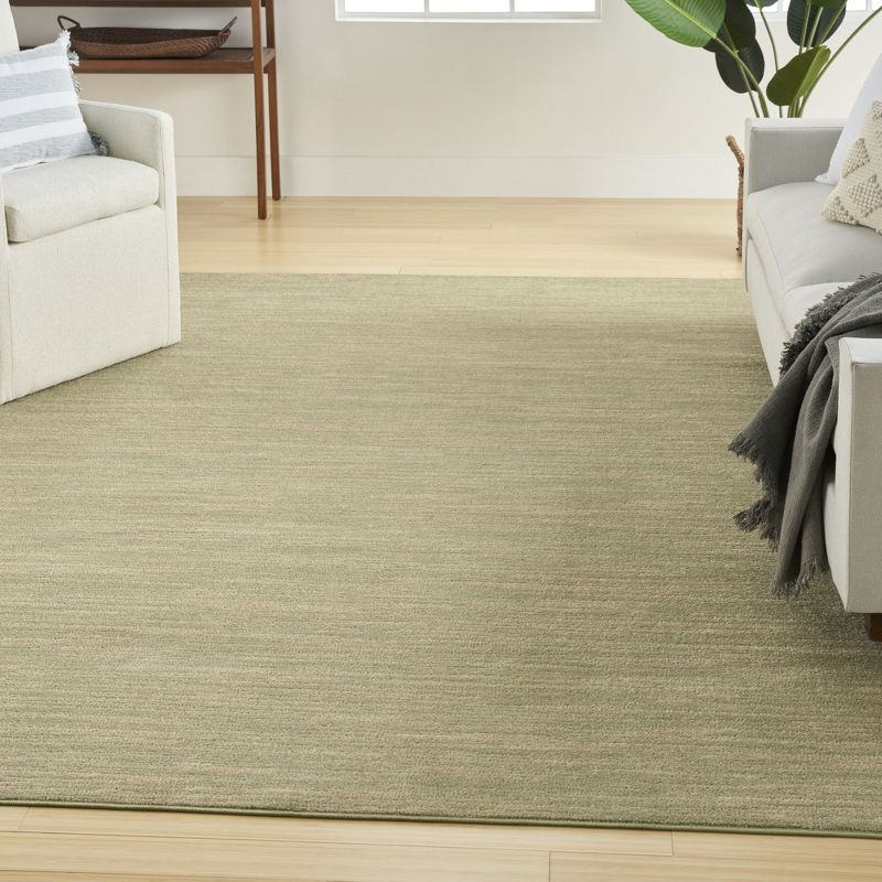 Nourison Essentials Solid Indoor/Outdoor Area Rug Green Gold 9'x12'