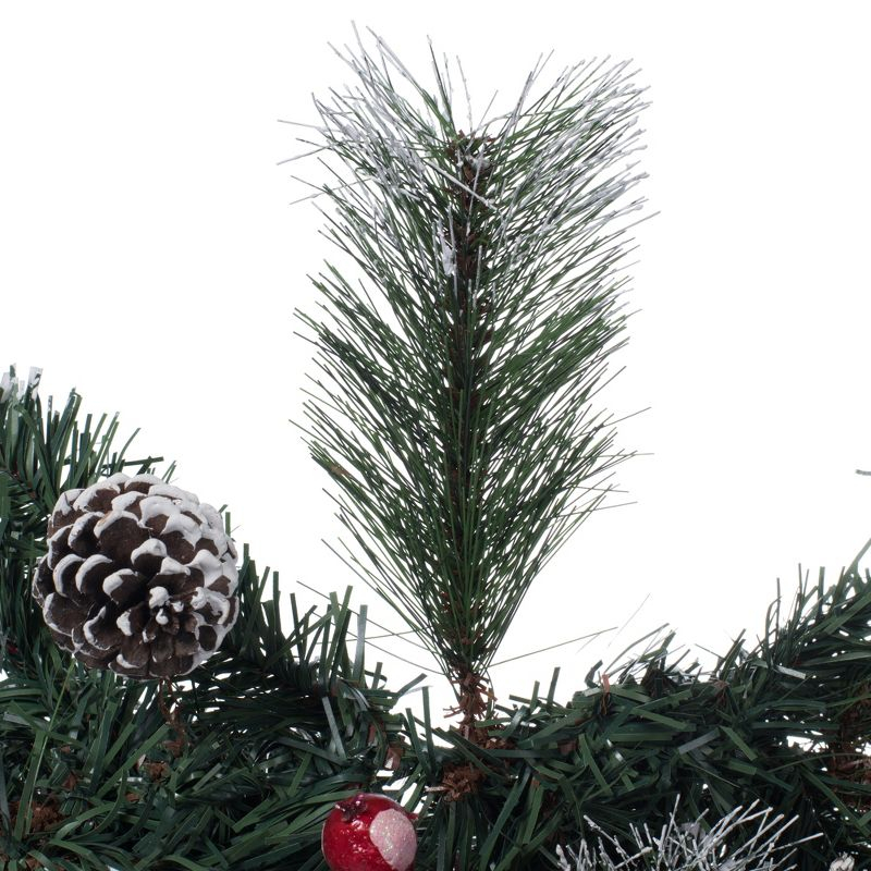 Vickerman 9' Snow Tipped Pine and Berry Artificial Christmas Garland, Unlit