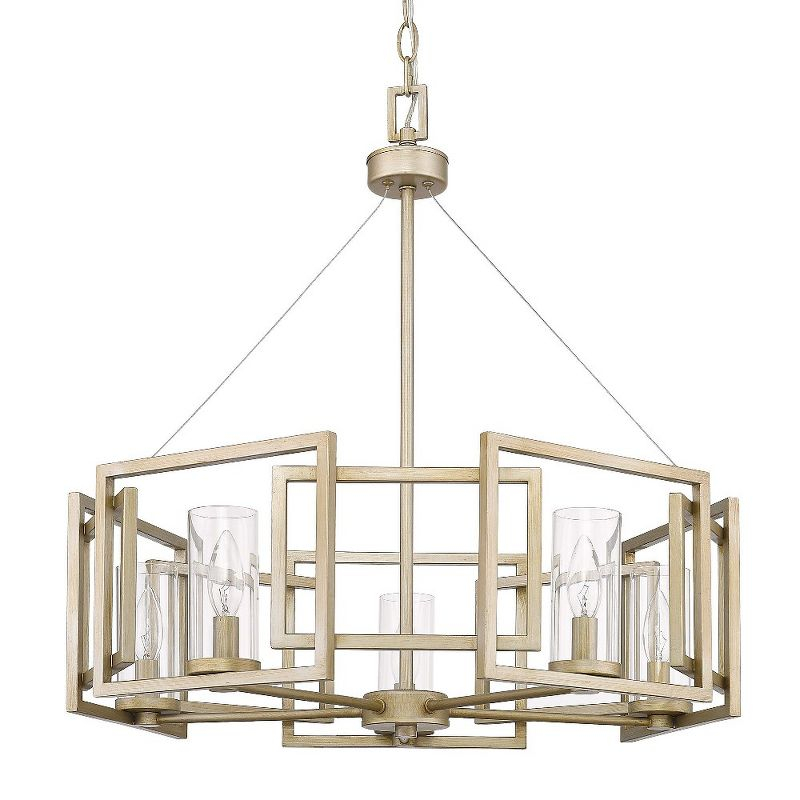 Golden Lighting Marco 5-Light Chandelier in White Gold with Clear Glass