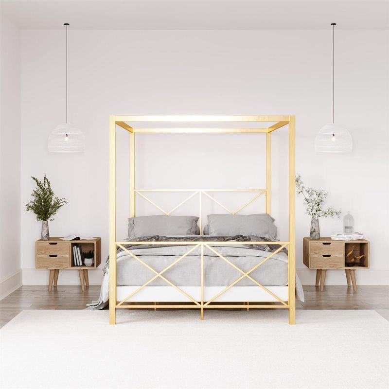 DHP Rosedale Metal Canopy Bed, Queen, Gold