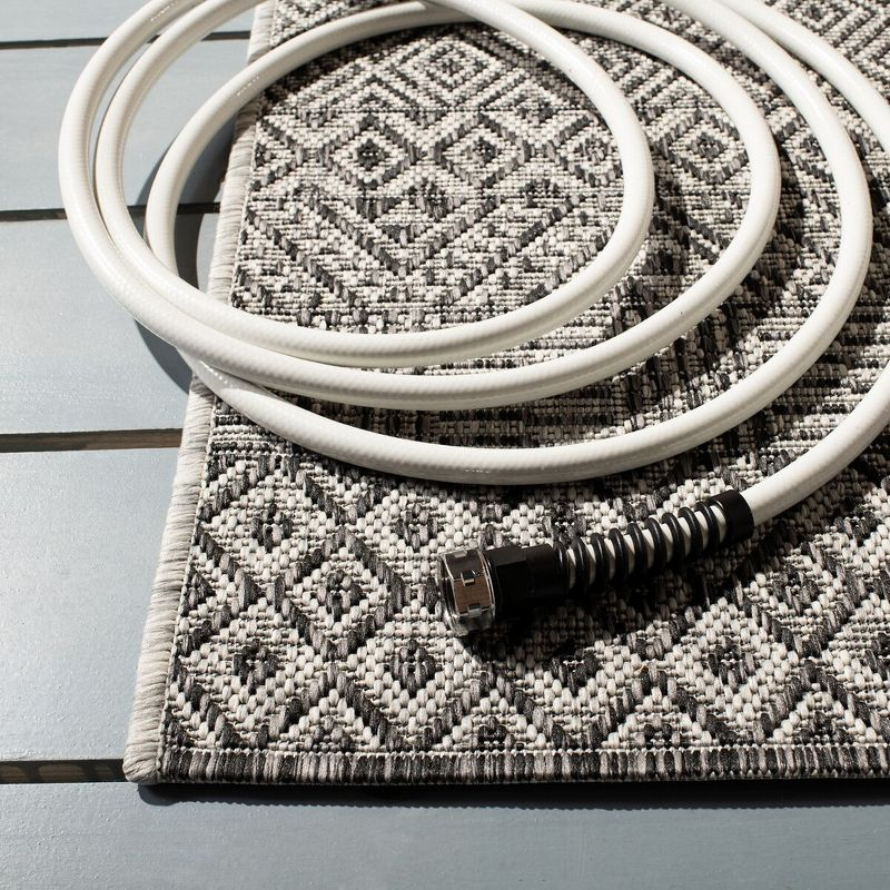 Courtyard CY8235 Power Loomed Indoor and Outdoor Area Rug - Grey/Black - 4'x5'7" - Safavieh