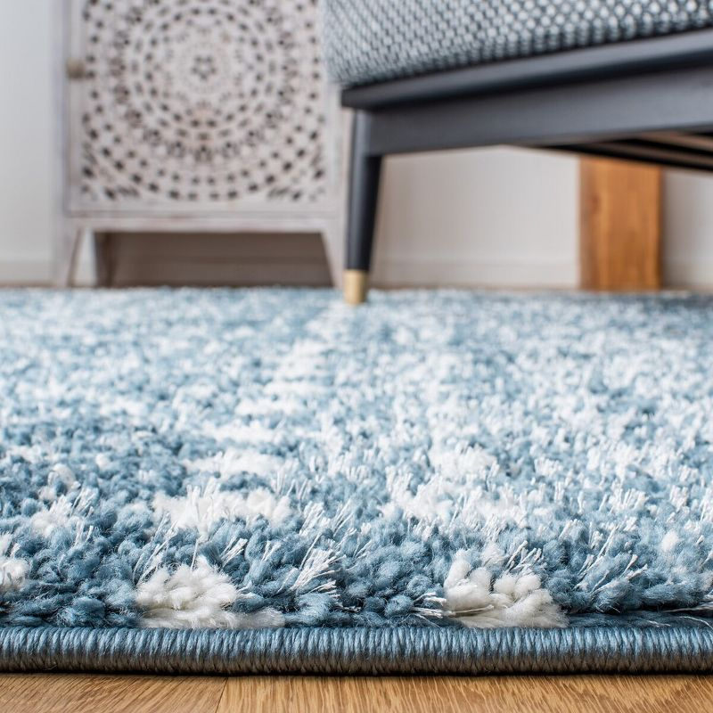 Berber Fringe Shag BFG519 Power Loomed Indoor Area Rug - Blue/Ivory - 6'7"x6'7" - Safavieh