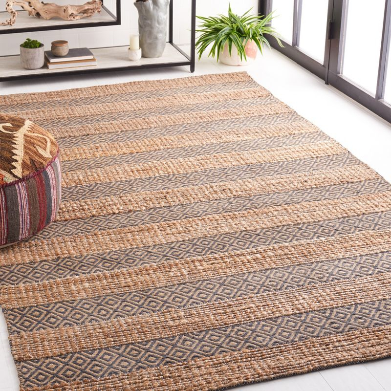 Natural Fiber NFB653 Power Loomed Area Rug - Charcoal/Natural - 8'9"x11'9" - Safavieh.